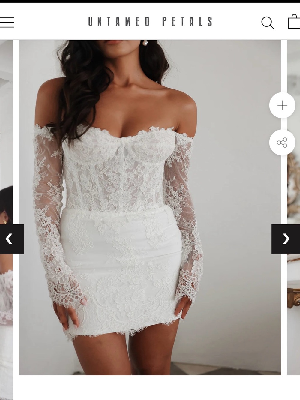 Untamed Petals Off-Shoulder White Lace Mini Dress